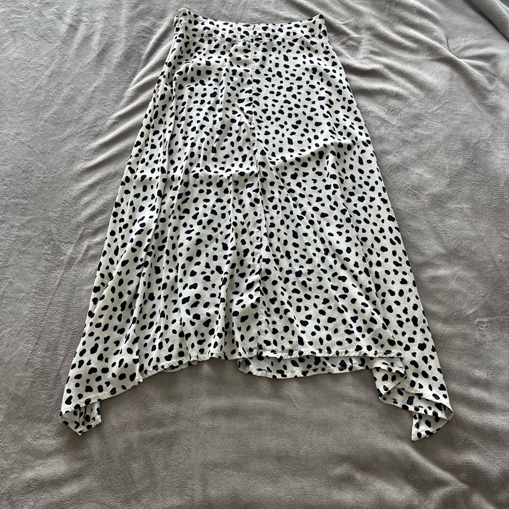 Lulus asymmetrical ivory black pattern midi skirt XS